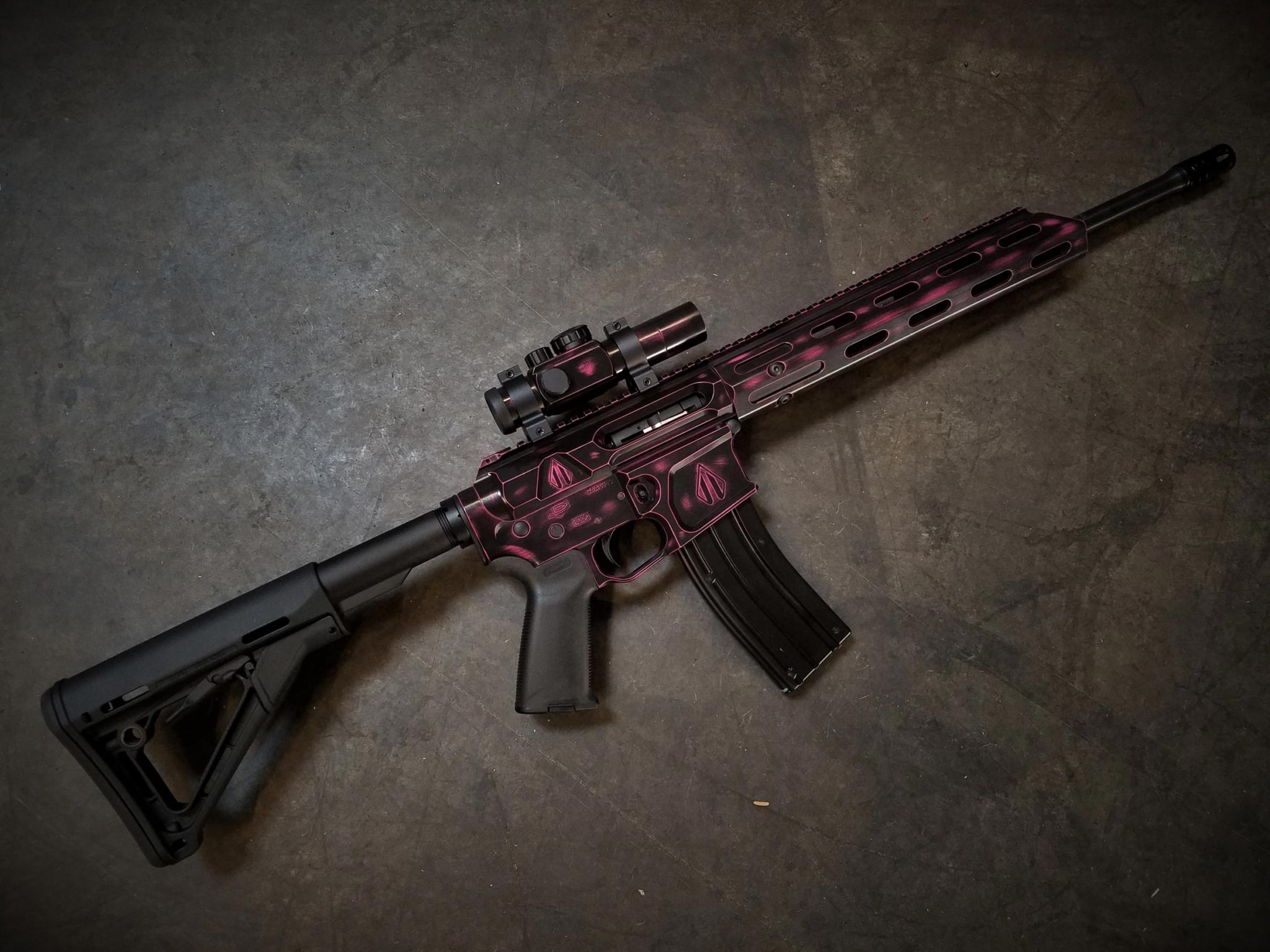 Gibbz Arms AR15 Battleworn-Pink-Graphite-Black-Cerakote - Koted Arms ...