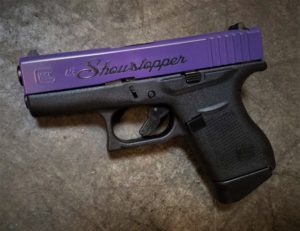 Glock 43 Purple Cerakote Showstopper koted arms