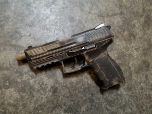 HK P30 Battleworn Graphite Black FDE koted arms
