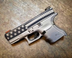 Glock 30 American Flag Titanium Navy Blue Cerakote koted arms