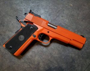 Rock Island 1911 Safety Orange Cerakote koted arms
